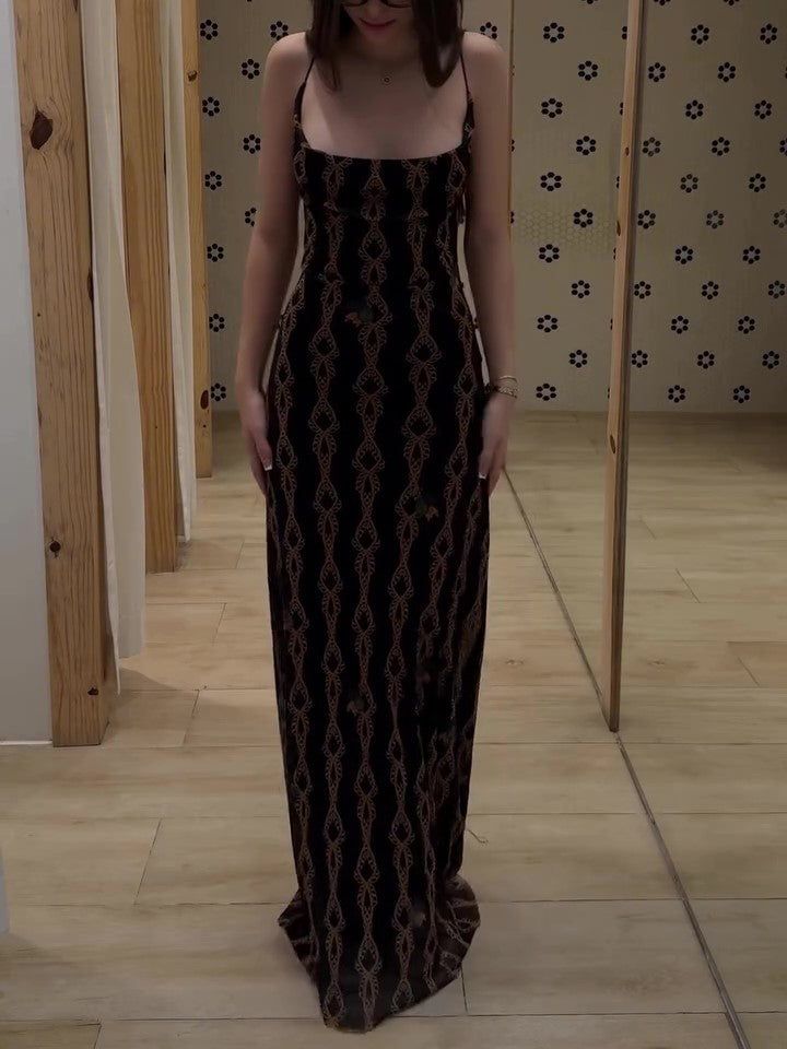 Sexy Backless Printed Maxi Dress