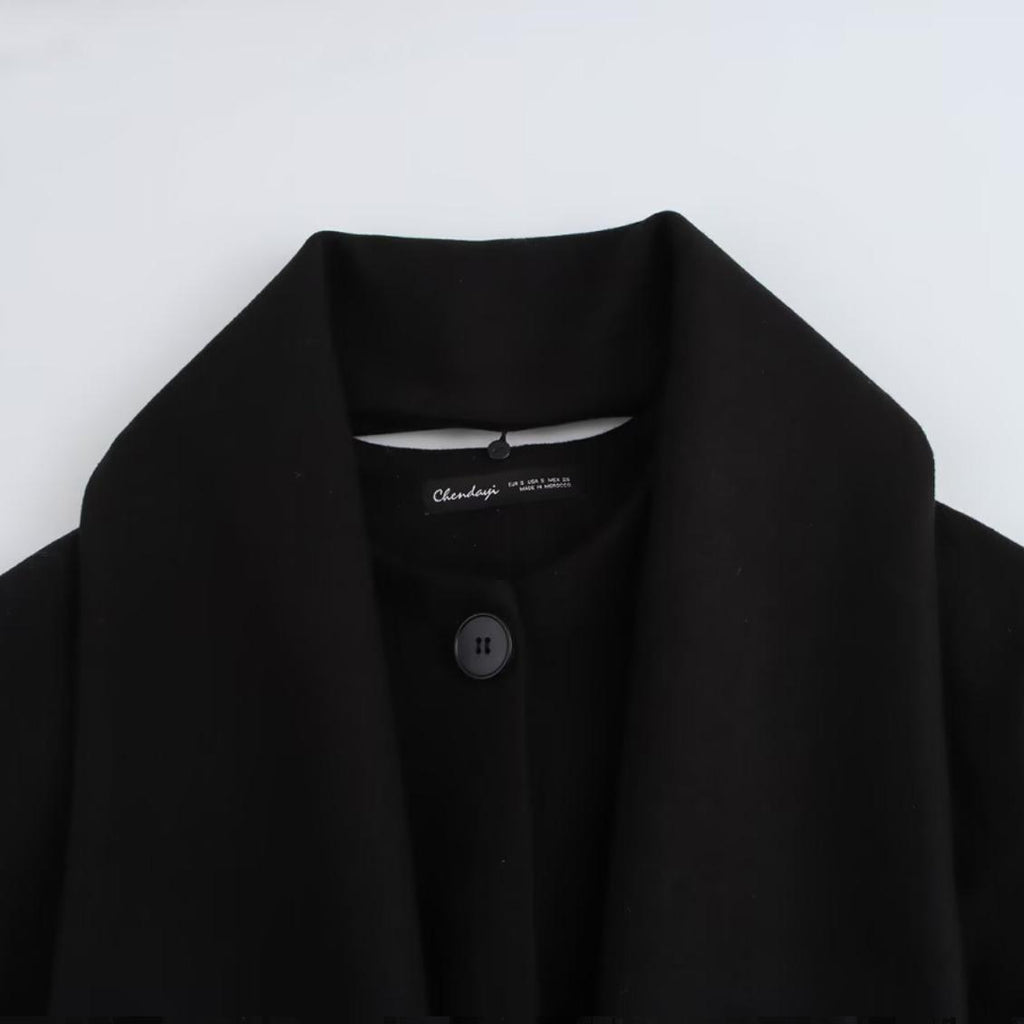 Elegant Blended Textile Scarf Overcoat Coat