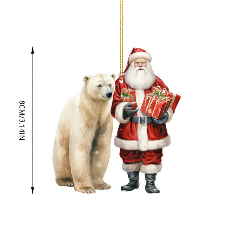 Old Man And Polar Bear Christmas Pendant Christmas Tree Decoration