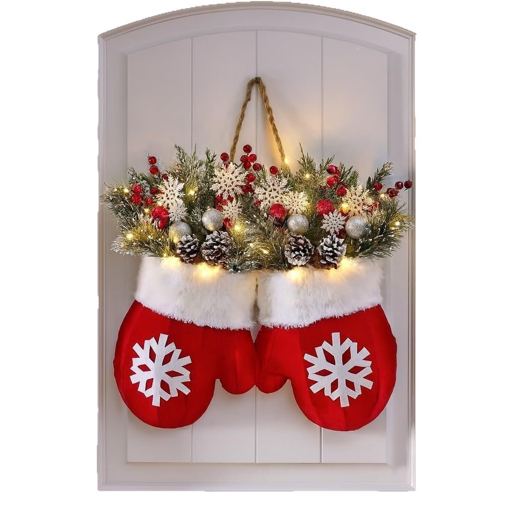 Glittering Christmas Gloves Wreath Christmas Wreath