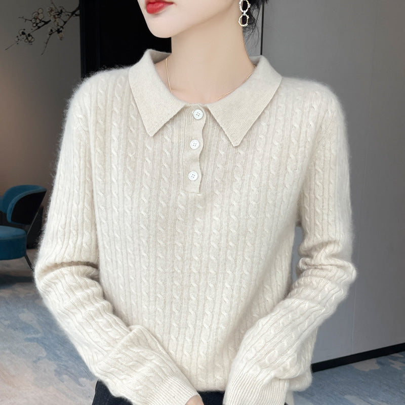 Women's Ribbed-knit Loose-fitting Thickened Sweater All-match Top