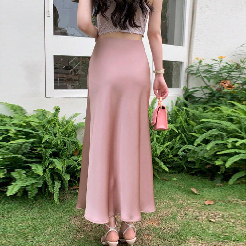 Autumn Winter Elegant Satin Fishtail Pencil Skirt