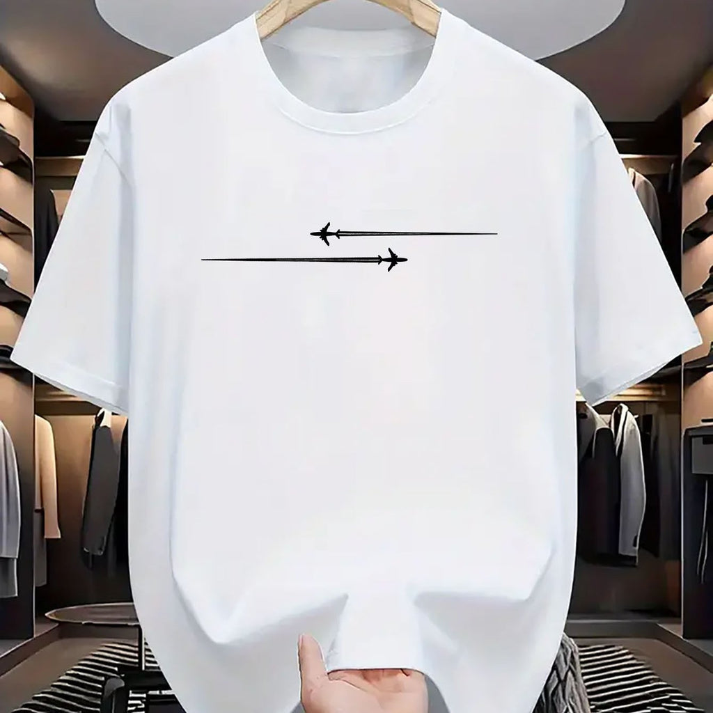 Pattern Printed Comfortable Sports Round Neck T-shirt