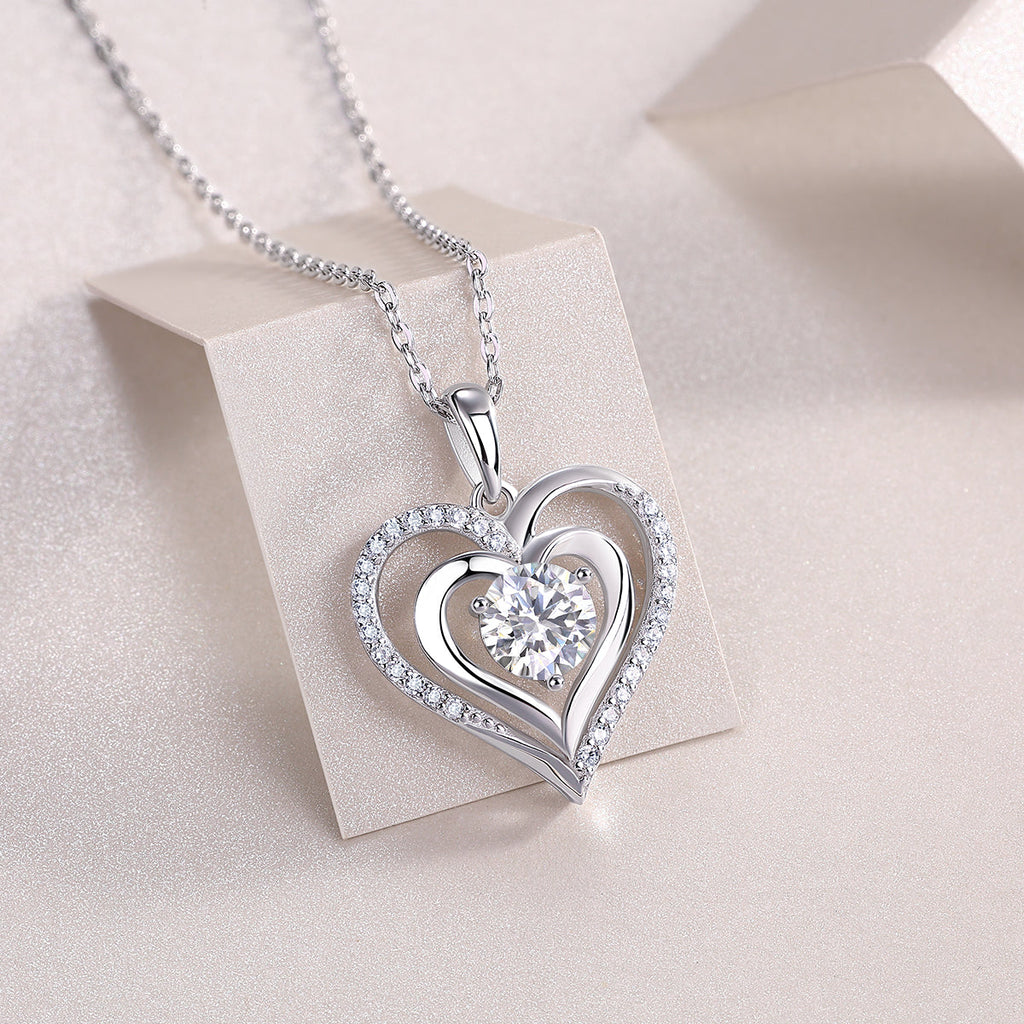 Telepathy - Top-quality Moissanite Fashionable Light Luxury Jewelry Pendant Necklace S925 Silver Plated Platinum.