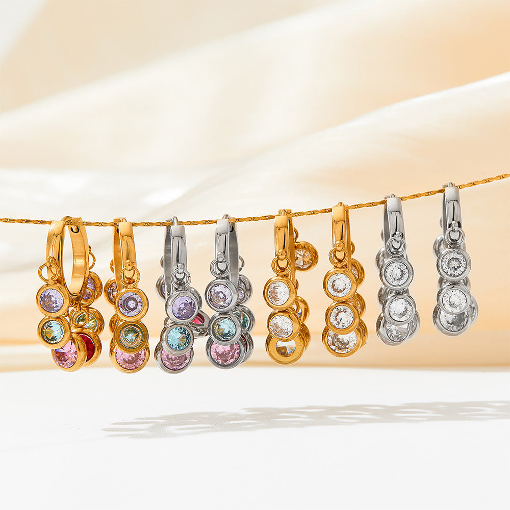 New Zircon Geometric Delicate Earrings Women