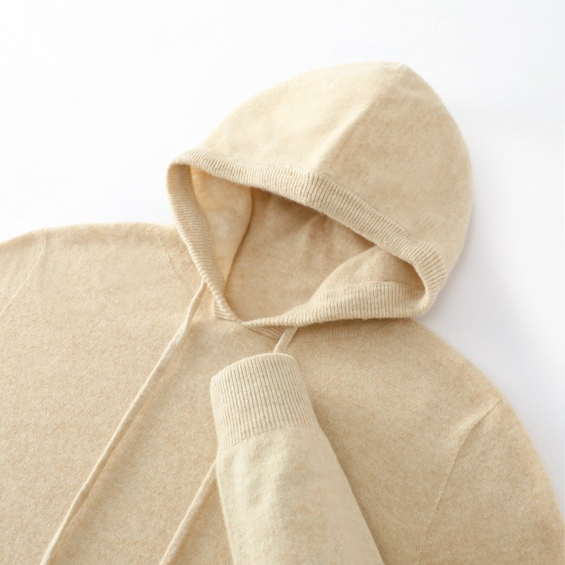 Men's Hooded Solid Color Skin-friendly Knitted Warm Hoodie Bottoming Shirt