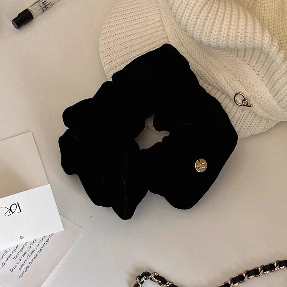 High-end Simple All-match Large Intestine Hair Ring Black Velvet