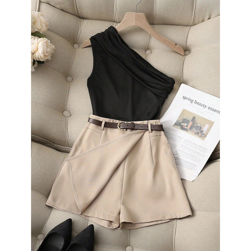 Fashionable All-match Commuter High Elastic Black Shorts