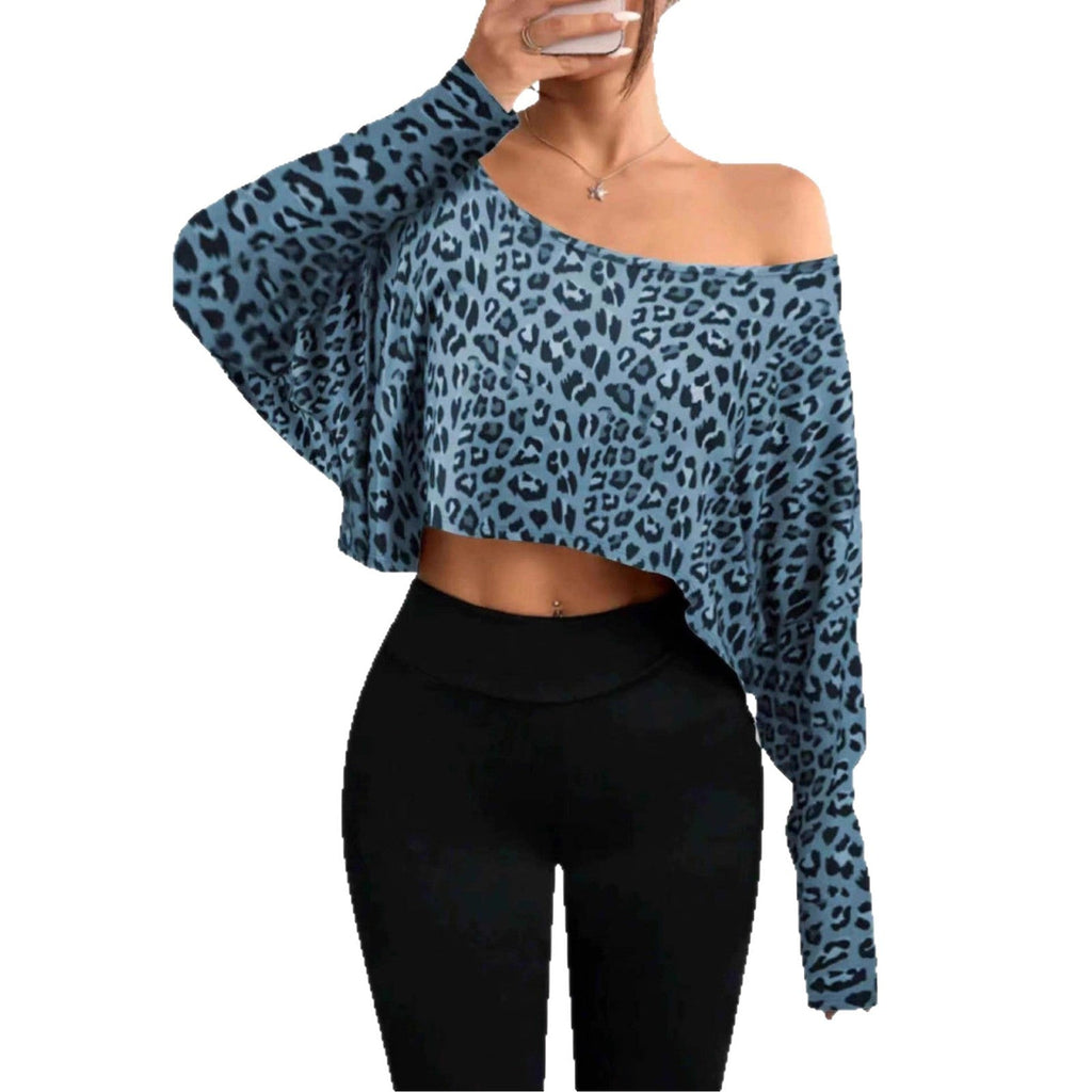 Women's Fashionable And Elegant Off-shoulder Leopard-print Top