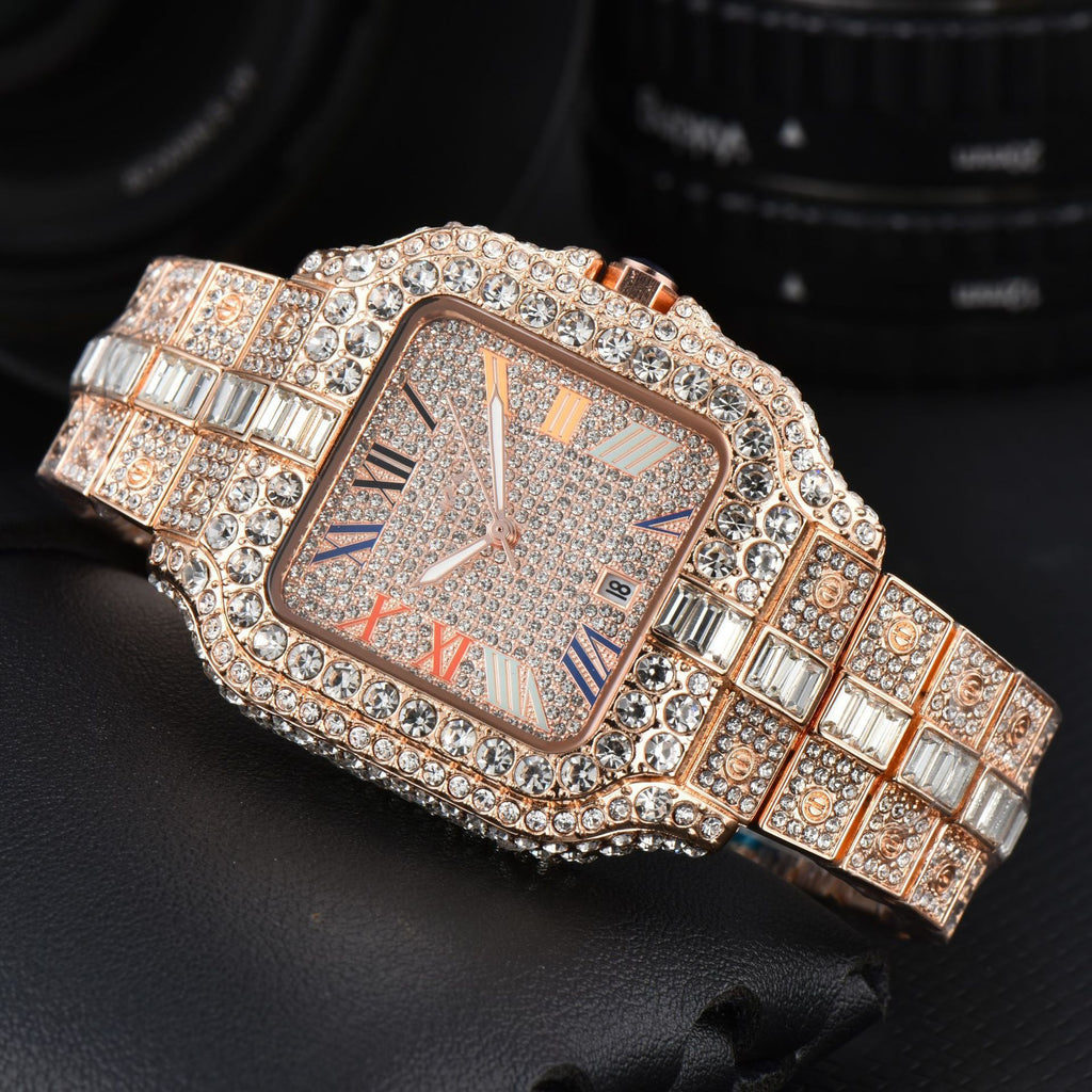 Men's Square Fashion Trend Full Diamond Watch