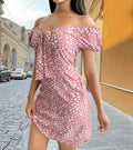 Women's V-Neck Backless Print Dress