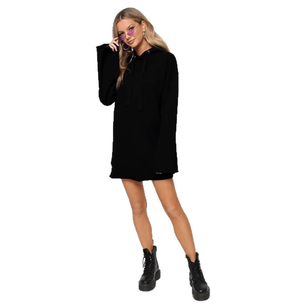 Pure Color Split Dress Baggy Fashion Top
