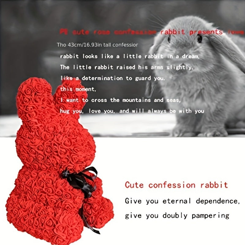 Eternal Flower Confession Rabbit – Artificial Rose Bouquet Gift Box