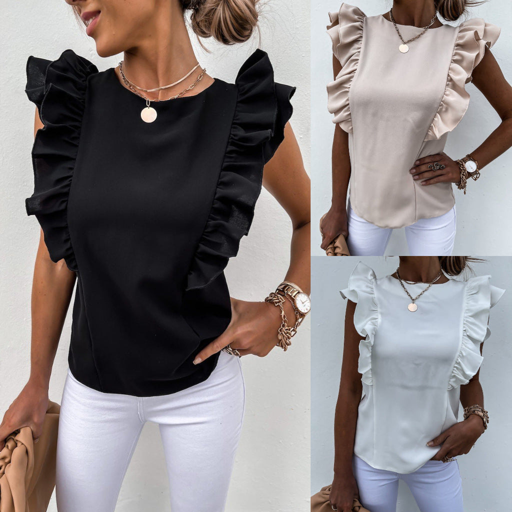 Women's Round-neck Sleeveless Solid-color Tank Top T-shirt
