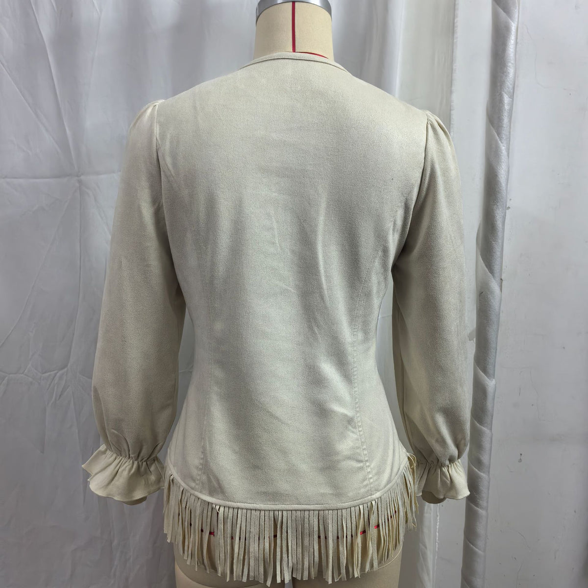Women's Casual V-Neck Knitted Solid-Color Tassel Jacket