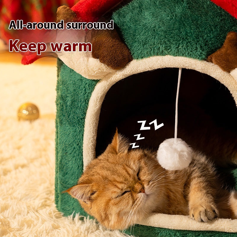 Christmas Cat Nest Winter Warm Four Seasons Universal Removable And Washable