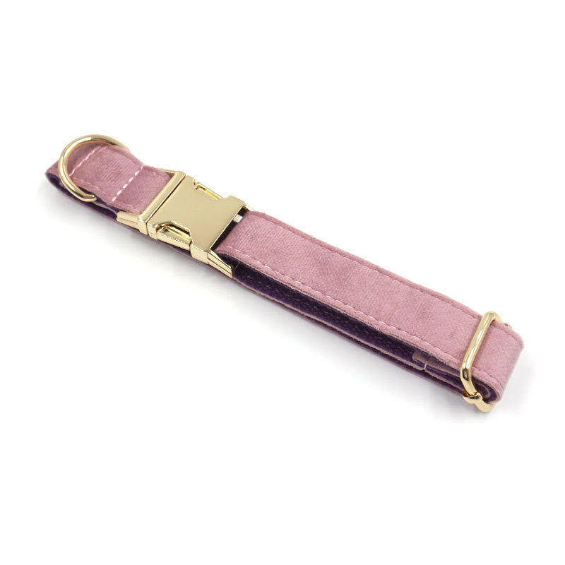 Creamy Coffee Velvet Dog Collar And Leash Set