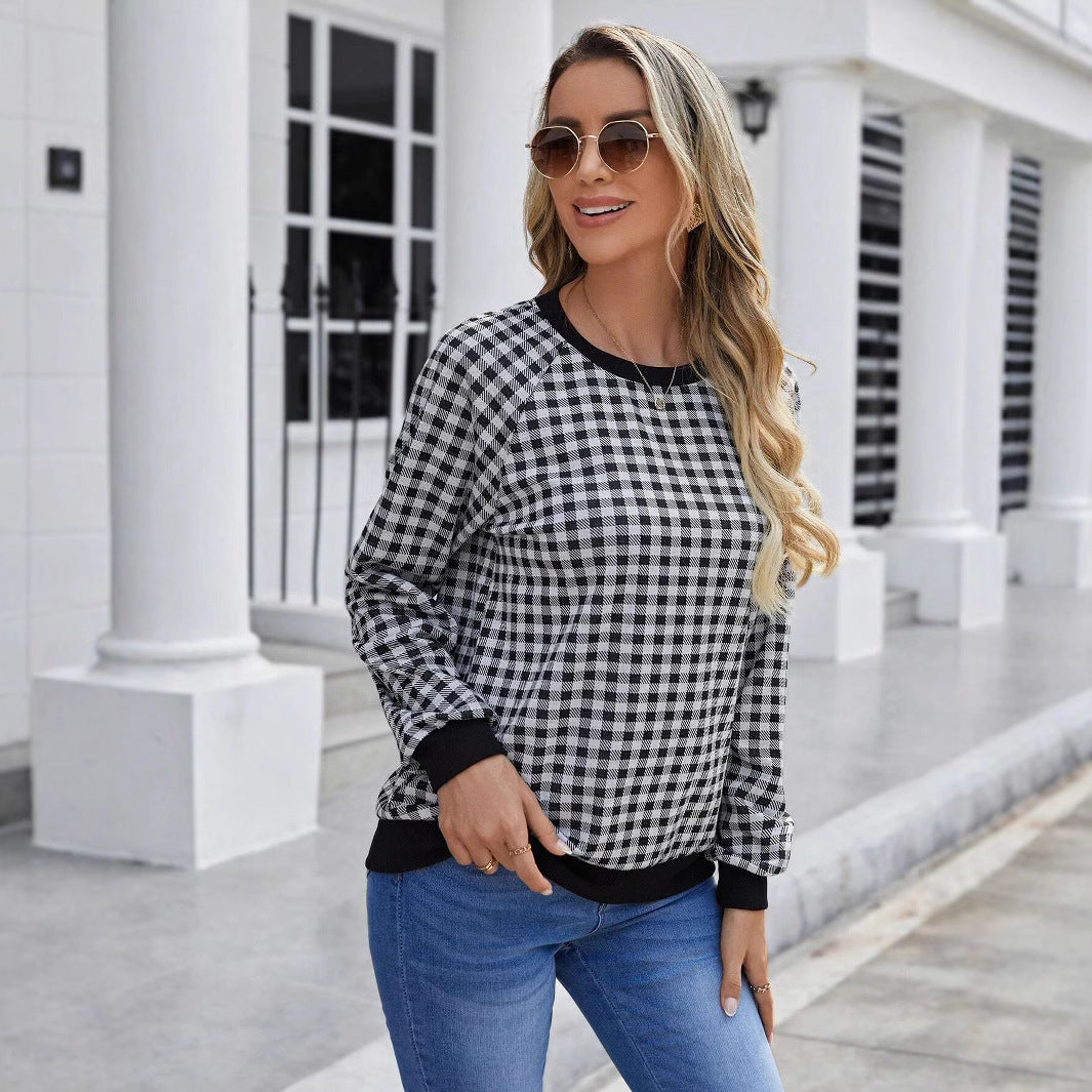 Japanese Sweet Plaid Pullover Long Sleeve Sweater