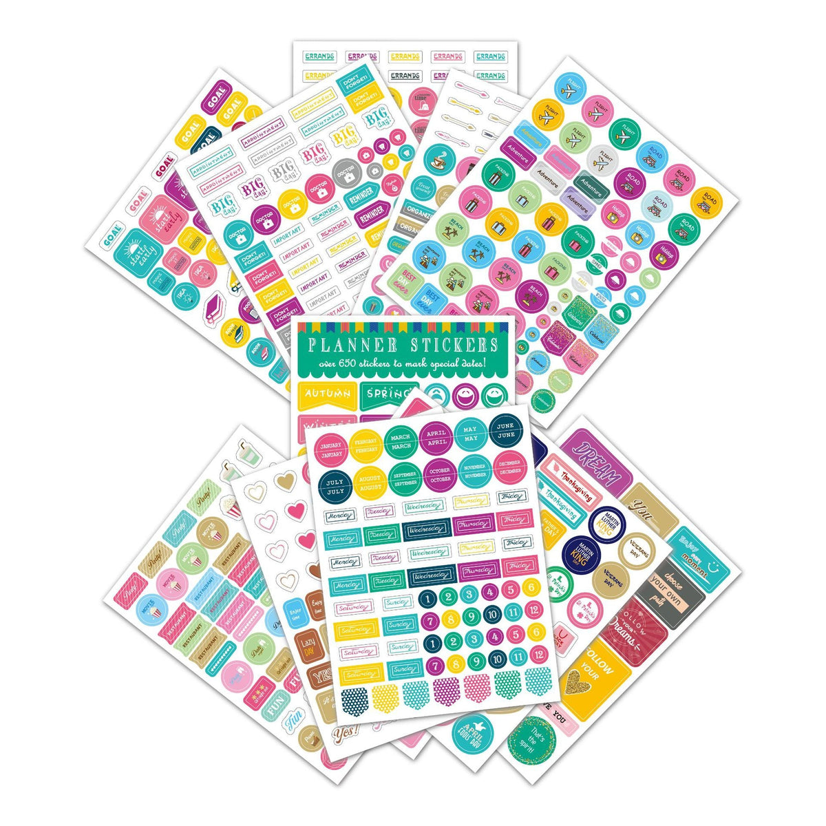 Planner Stickers Set Seasonal Monthly  Pack 12Sheets