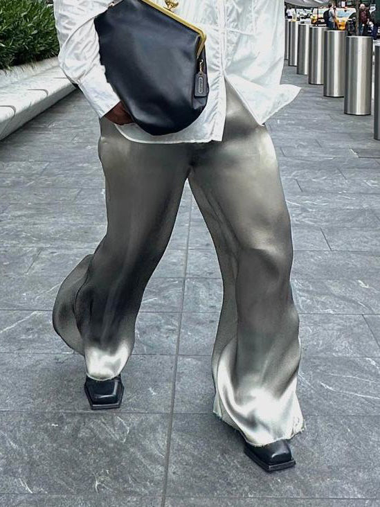 Men's Casual Flowing Satin Wide-leg Pants