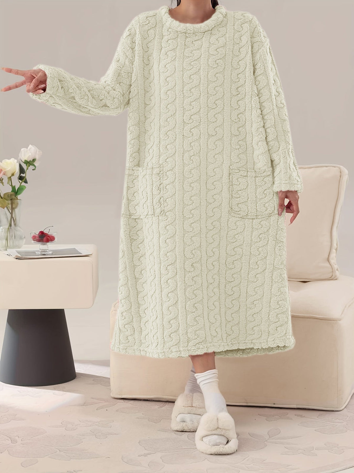 Coral Fleece Overknee Thickened Plus Size Homewear Pajamas