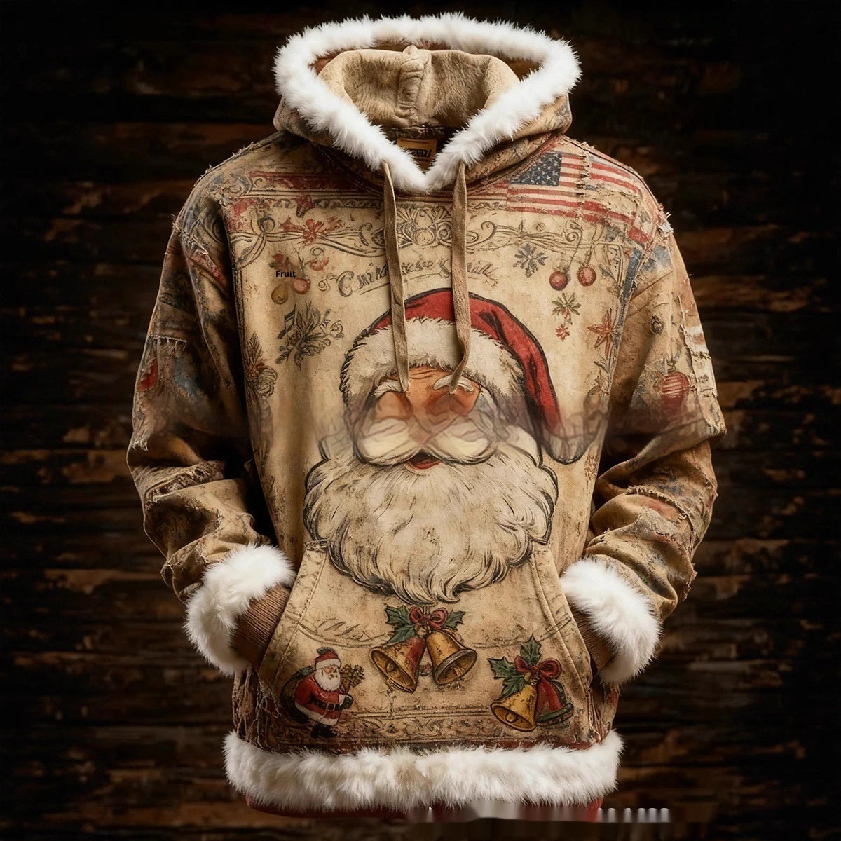 European And American Winter Merry Christmas Hoodie With Pocket