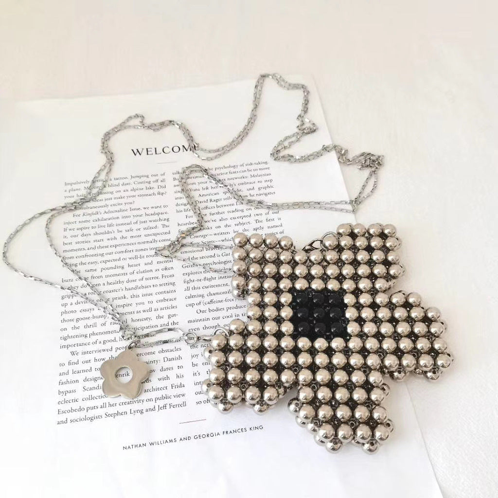 Heavy Industry Beaded Lipstick Fashion All-match Messenger Bag