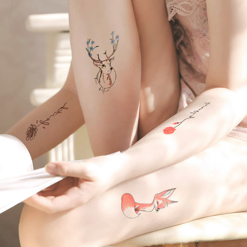 Wholesale small fresh tattoo stickers South Korea tattoo flowers eyebrow butterfly English cartoon face tattoo stickers 60