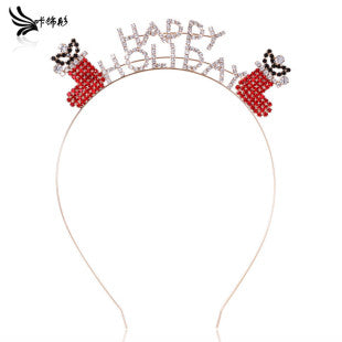 Europe and the United States new fashion CHRISTMAS headdress hair accessories splicing color MERRY CHRISTMAS CHRISTMAS hairband wholesale