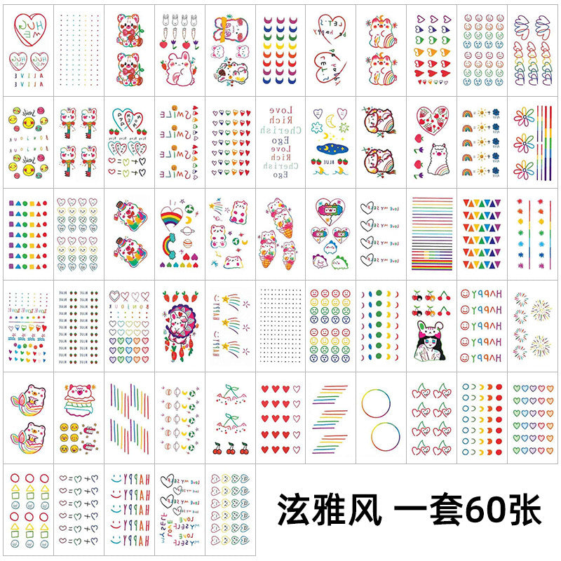 Wholesale small fresh tattoo stickers South Korea tattoo flowers eyebrow butterfly English cartoon face tattoo stickers 60