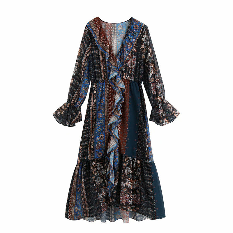 Patchwork printed dress