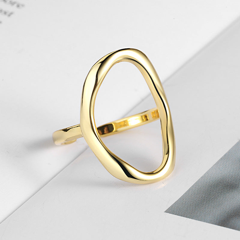 Irregular simple brass silver plated ring