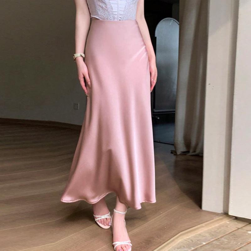 Autumn Winter Elegant Satin Fishtail Pencil Skirt