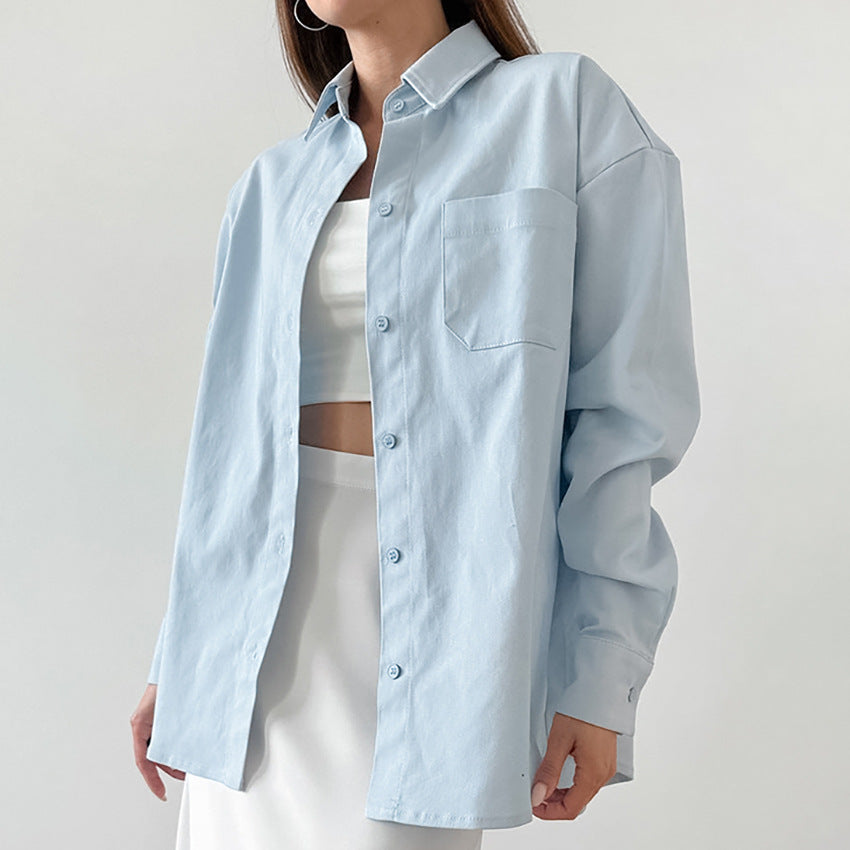 Women's Elegant Simple Solid-Color Loose-Fit Blouse