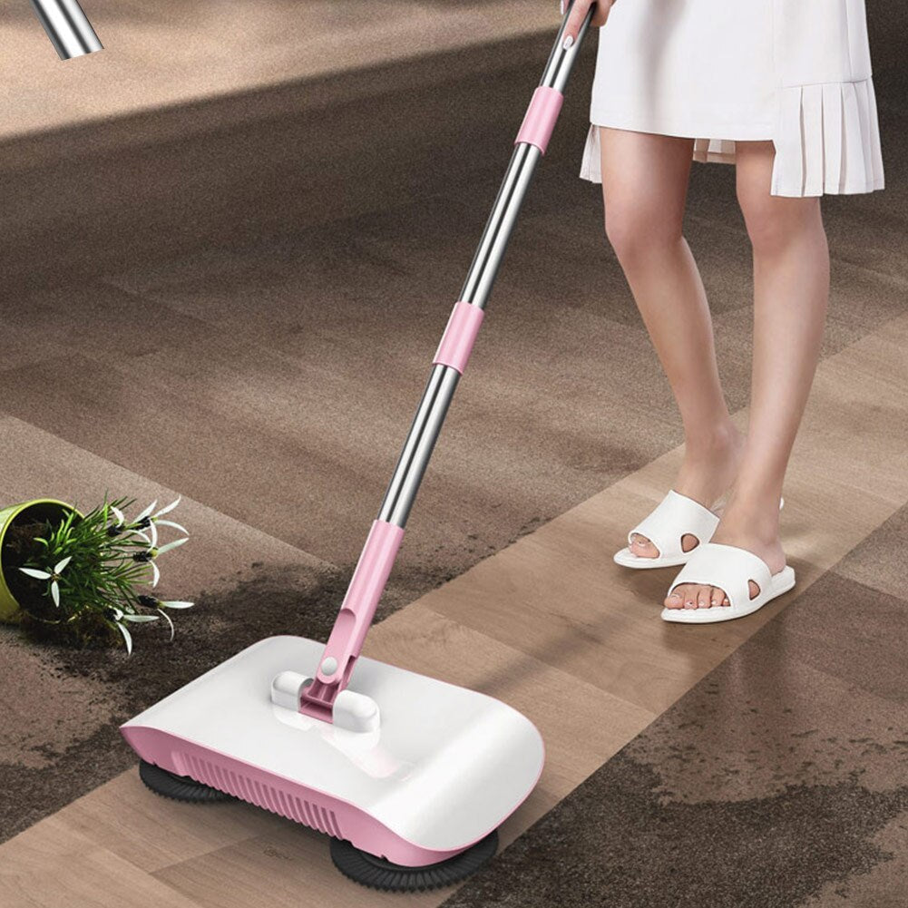 3-in-1 Hand Push Sweeper Broom & Dustpan Set - Cordless Floor Cleaning System with Mop