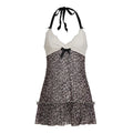 Sweet Leopard-Print Lace-Patchwork Demure A-Line Camisole