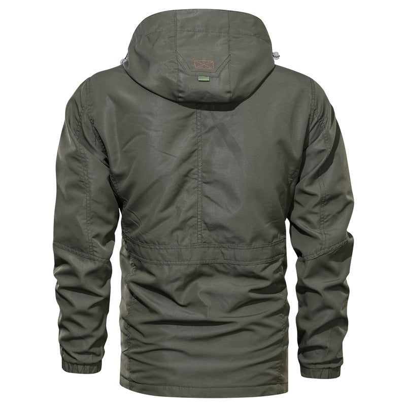 Men's Medium To Long Casual Outdoor Hooded Plus Size Jacket