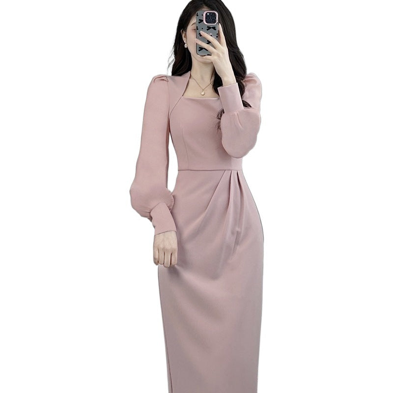 Long-sleeved French-style Waist-cinching Elegant Dress