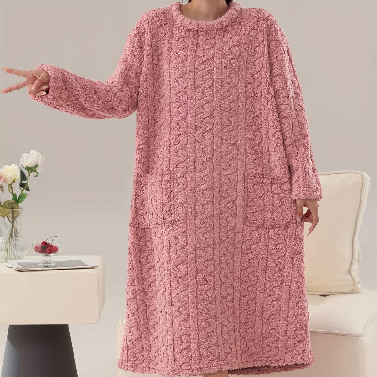 Coral Fleece Overknee Thickened Plus Size Homewear Pajamas