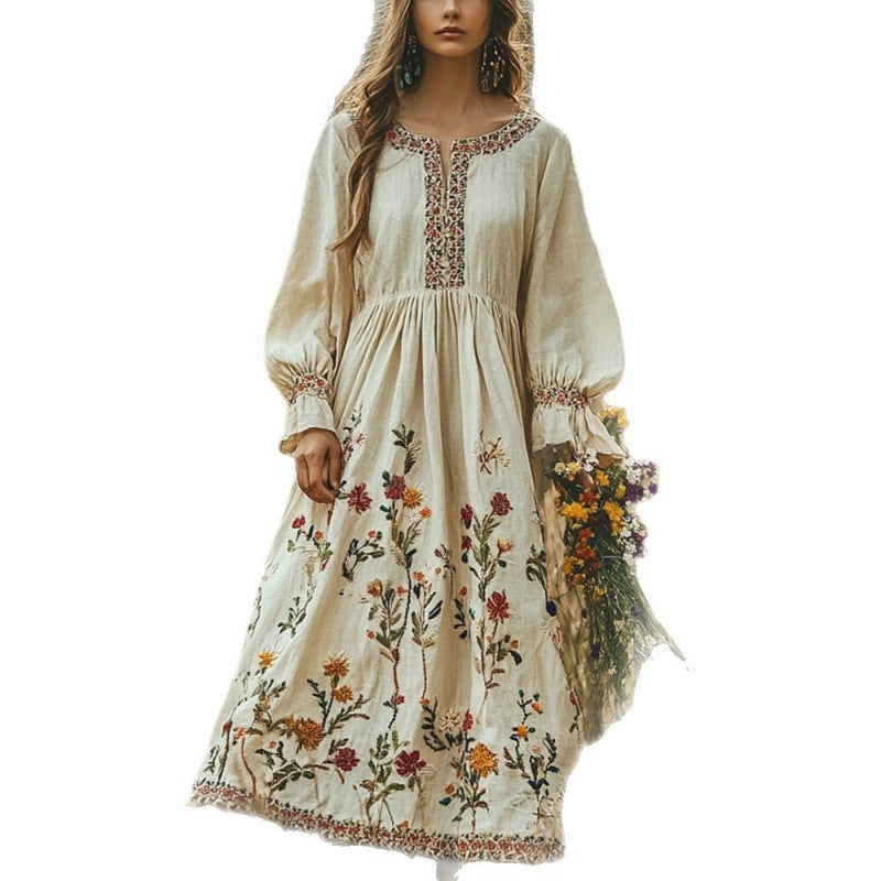 Women's Bohemian Retro Long-Sleeve Maxi Dress