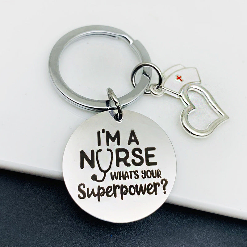 Stainless Steel Lettering Keychain Nurse's Day Gift Giveaway