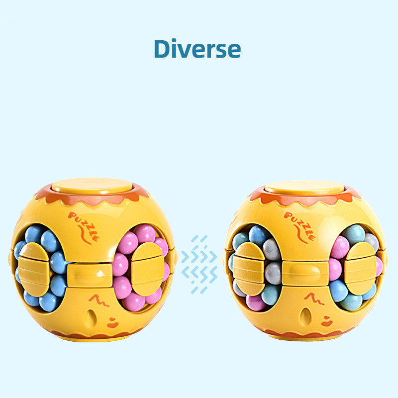 Intelligence Fingertip Checkered Educational Toys Bean Rotating Toy Relieve Stress Children Educational Toys Finger Magic Bean Burger Toy Puzzle Top Spinning Magic Bean