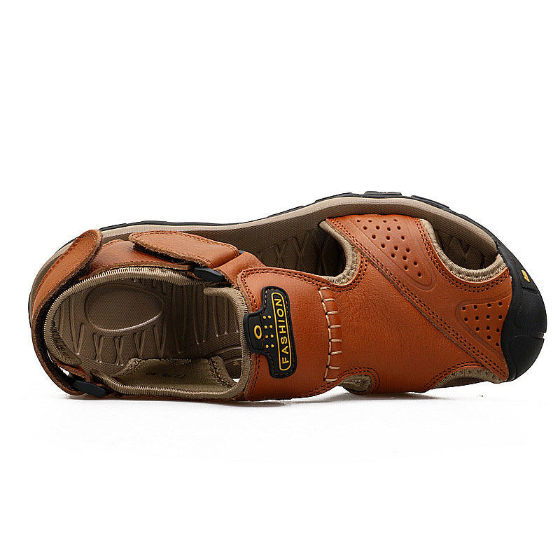 Large Size Two-layer Leather Toe Outdoor Casual Sandals