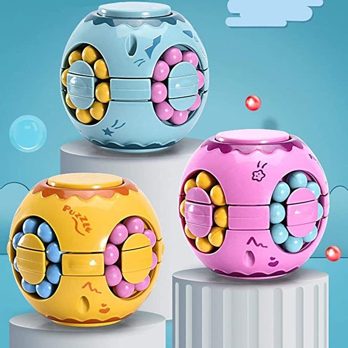 Intelligence Fingertip Checkered Educational Toys Bean Rotating Toy Relieve Stress Children Educational Toys Finger Magic Bean Burger Toy Puzzle Top Spinning Magic Bean