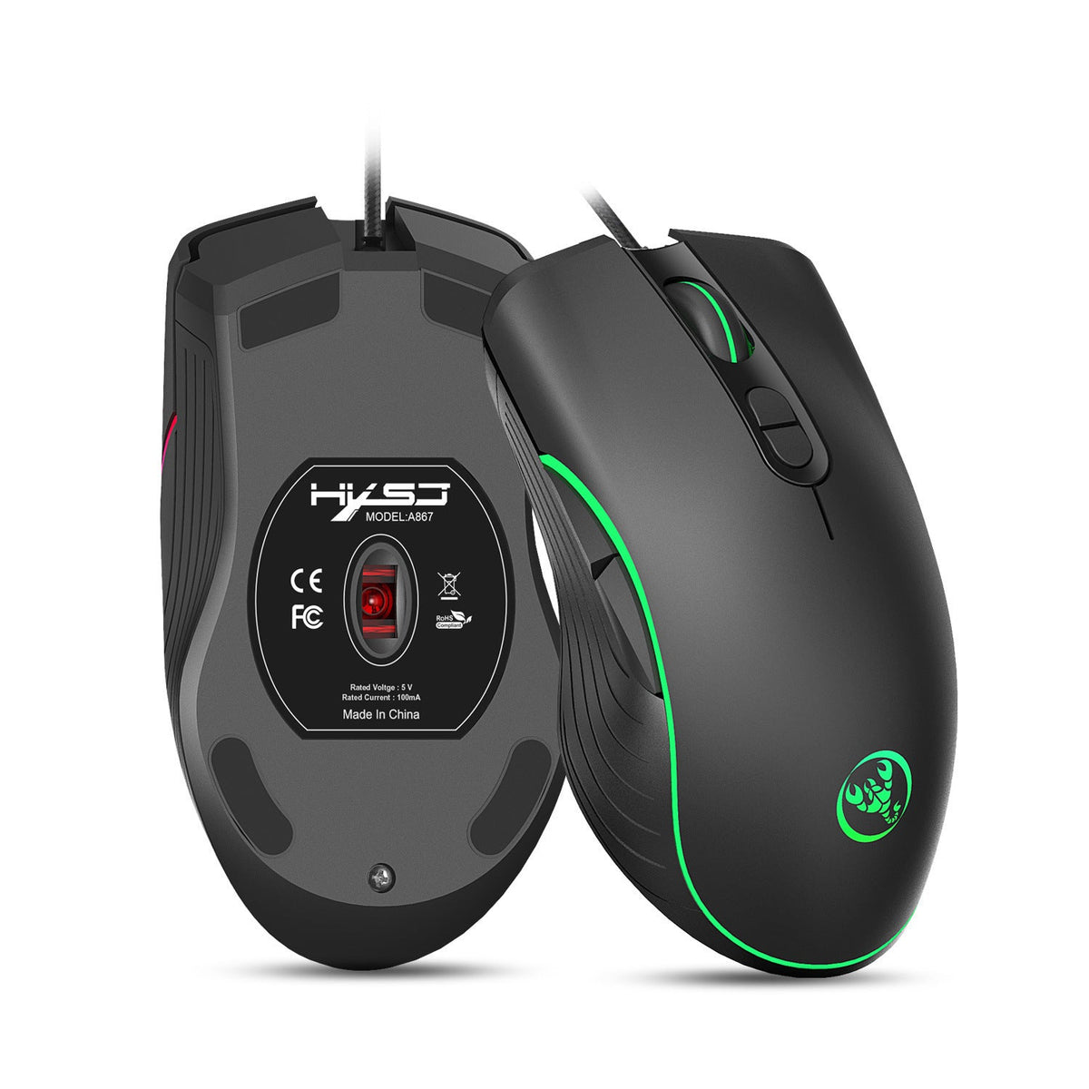 RGB Gaming Mouse - 6400 DPI Wired Optical Mouse with 7 Programmable Buttons | Ergonomic Design