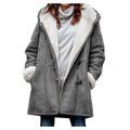 Winter Vintage Button Jackets Women's Warm Fleece Hooded Coat Casual Mid-Length Trench Top Outwear Clothing