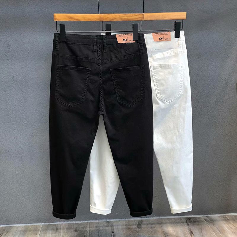 White Jeans Men''s Small Leg Capris Summer Korea