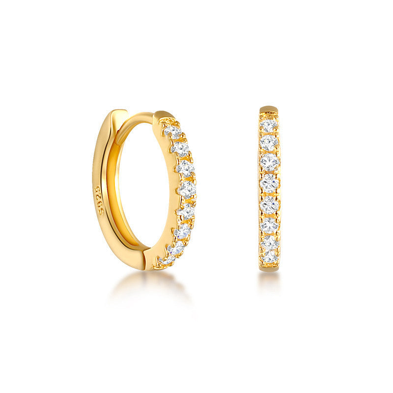 S925 Sterling Silver Geometric Round Micro-Set Earrings