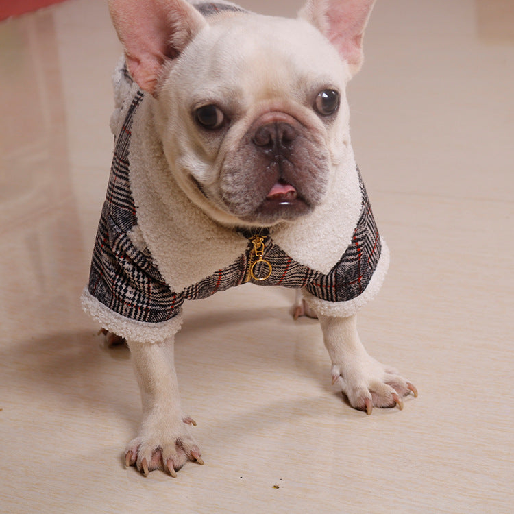 Fadou Chenery Pet Fashion Clothing Bago Two Feet Plush Coat Zipper Coat