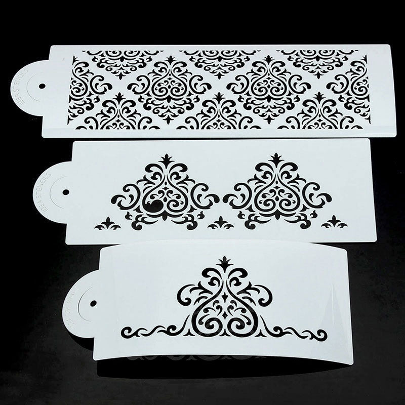3-piece cake spray mold cake embossing mold printing mold edge fancy fondant mold fondant hollow Template